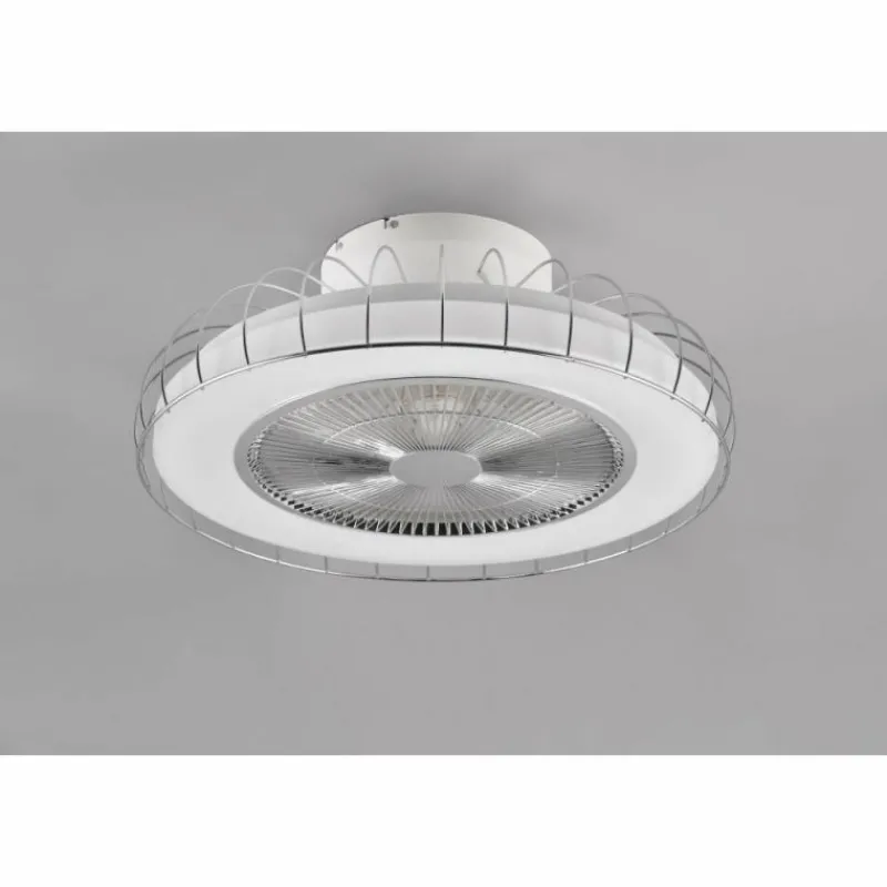 Luminaires Reality Ventilateur de plafond Reality Sandfjord LED Chrome, 1 lumière, Télécommandes