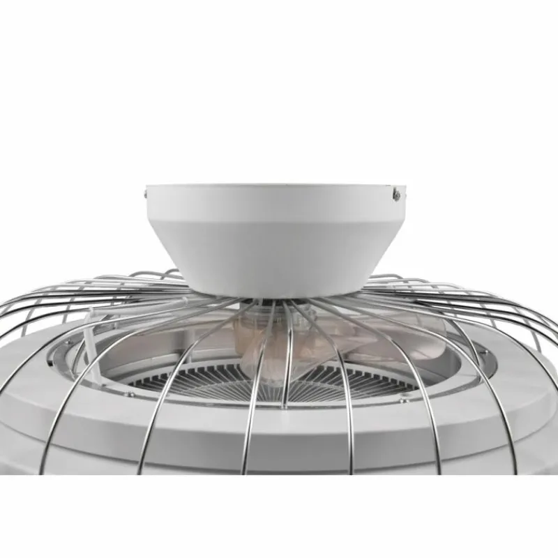 Luminaires Reality Ventilateur de plafond Reality Sandfjord LED Chrome, 1 lumière, Télécommandes