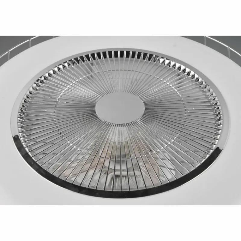 Luminaires Reality Ventilateur de plafond Reality Sandfjord LED Chrome, 1 lumière, Télécommandes