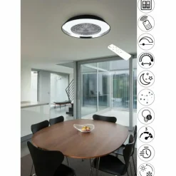 Luminaires Reality Ventilateur de plafond Reality VARBERG LED Noir, 1 lumière, Télécommandes