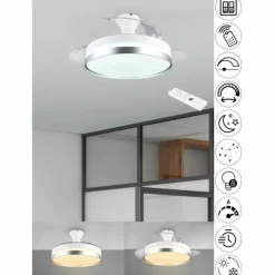 Luminaires Reality Ventilateur de plafond Reality LINDBERG LED Titane, 1 lumière, Télécommandes