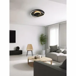 Luminaires Reality Ventilateur de plafond Reality SORTLAND LED Noir, 1 lumière, Télécommandes
