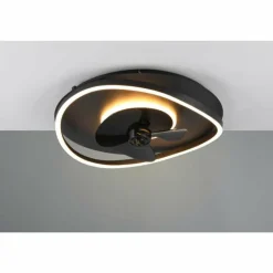 Luminaires Reality Ventilateur de plafond Reality SORTLAND LED Noir, 1 lumière, Télécommandes