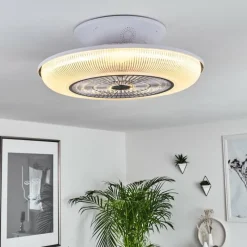 hofstein Ventilateur de plafond Riccione LED Blanc, 1 lumière, Télécommandes, Changeur de couleurs