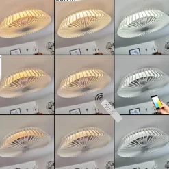 hofstein Ventilateur de plafond Rivarotta LED Blanc, 1 lumière, Télécommandes