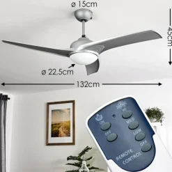 hofstein Ventilateur de plafond Sanford Argenté, 1 lumière, Télécommandes