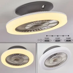 hofstein Ventilateur de plafond Somalia LED Argenté, Transparent, 1 lumière