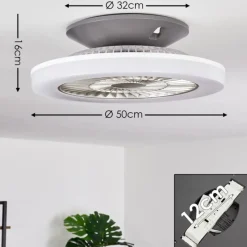 hofstein Ventilateur de plafond Somalia LED Argenté, Transparent, 1 lumière