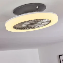 hofstein Ventilateur de plafond Somalia LED Argenté, Transparent, 1 lumière