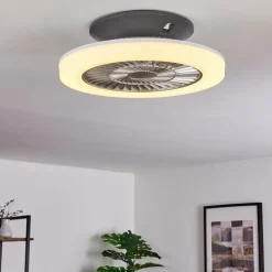 hofstein Ventilateur de plafond Somalia LED Argenté, Transparent, 1 lumière