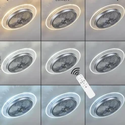 hofstein Ventilateur de plafond Tamworth LED Argenté, Transparent, 1 lumière, Télécommandes