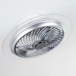 hofstein Ventilateur de plafond Tamworth LED Argenté, Transparent, 1 lumière, Télécommandes