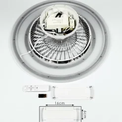 hofstein Ventilateur de plafond Terradura LED Chrome, Noir, Blanc, 1 lumière, Télécommandes