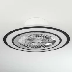 hofstein Ventilateur de plafond Terradura LED Chrome, Noir, Blanc, 1 lumière, Télécommandes