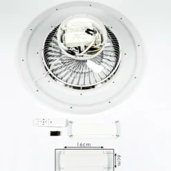 hofstein Ventilateur de plafond Terradura LED Chrome, Blanc, 1 lumière, Télécommandes