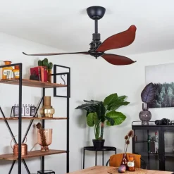 hofstein Ventilateur de plafond Torgnes Brun, Couleur bois, Noir, Télécommandes
