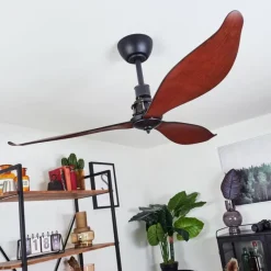 hofstein Ventilateur de plafond Torgnes Brun, Couleur bois, Noir, Télécommandes