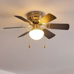 hofstein Ventilateur de plafond Trillo Gris, Nickel mat, Blanc, 1 lumière