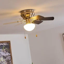 hofstein Ventilateur de plafond Trillo Gris, Nickel mat, Blanc, 1 lumière