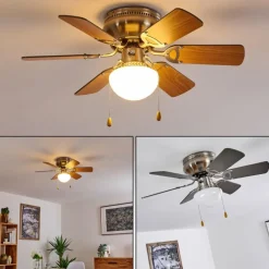 hofstein Ventilateur de plafond Trillo Nickel mat, 1 lumière