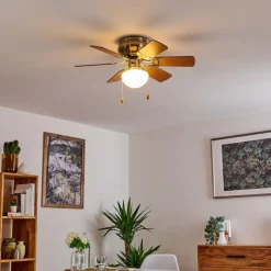 hofstein Ventilateur de plafond Trillo Nickel mat, 1 lumière