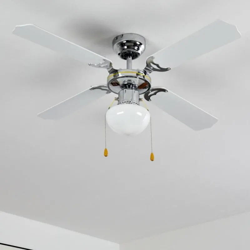 hofstein Ventilateur de plafond Valletta Chrome, Noir, Blanc, 1 lumière