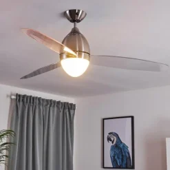 hofstein Ventilateur de plafond Varazze Nickel mat, Transparent, 1 lumière, Télécommandes