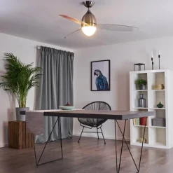 hofstein Ventilateur de plafond Varazze Nickel mat, Transparent, 1 lumière, Télécommandes