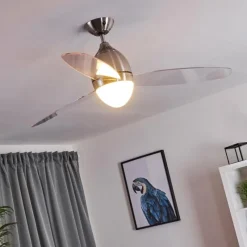 hofstein Ventilateur de plafond Varazze Nickel mat, Transparent, 1 lumière, Télécommandes