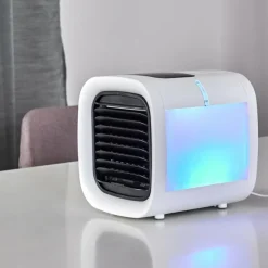 hofstein Ventilateur de table Chania LED Noir, Blanc, 1 lumière, Changeur de couleurs