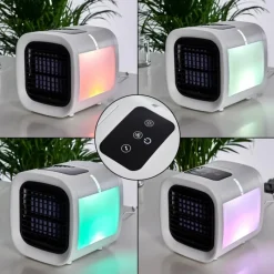 hofstein Ventilateur de table Chania LED Noir, Blanc, 1 lumière, Changeur de couleurs