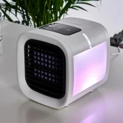 hofstein Ventilateur de table Chania LED Noir, Blanc, 1 lumière, Changeur de couleurs