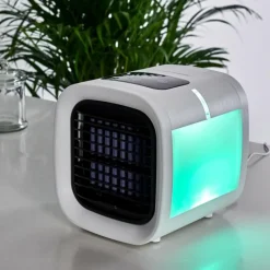 hofstein Ventilateur de table Chania LED Noir, Blanc, 1 lumière, Changeur de couleurs