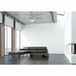 Luminaires Globo Lighting Ventilateur Globo AZURA Chrome, Acier inoxydable, Nickel mat, 1 lumière