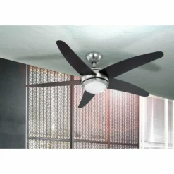 Luminaires Globo Lighting Ventilateur Globo FABIOLA Acier inoxydable, Nickel mat, 1 lumière, Télécommandes