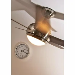 Luminaires Globo Lighting Ventilateur Globo FABIOLA Acier inoxydable, Nickel mat, 1 lumière, Télécommandes