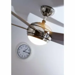 Luminaires Globo Lighting Ventilateur Globo FABIOLA Acier inoxydable, Nickel mat, 1 lumière, Télécommandes