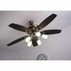 Luminaires Globo Lighting Ventilateur Globo JERRY Chrome, Acier inoxydable, Nickel mat, 5 lumières