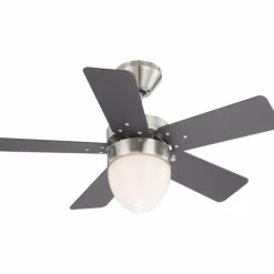 Luminaires Globo Lighting Ventilateur Globo MARVA Acier inoxydable, Gris, Nickel mat, Blanc, 1 lumière