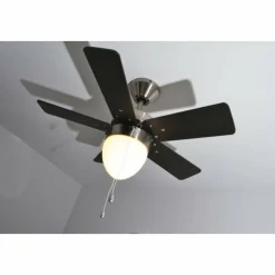 Luminaires Globo Lighting Ventilateur Globo MARVA Acier inoxydable, Gris, Nickel mat, Blanc, 1 lumière