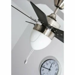 Luminaires Globo Lighting Ventilateur Globo MARVA Acier inoxydable, Gris, Nickel mat, Blanc, 1 lumière