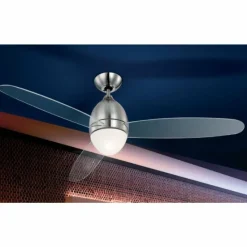 Luminaires Globo Lighting Ventilateur Globo PREMIER Acier inoxydable, Nickel mat, 2 lumières