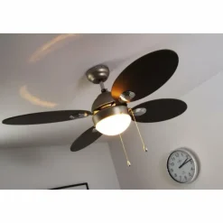 Luminaires Globo Lighting Ventilateur Globo WADE Acier inoxydable, Nickel mat, 1 lumière