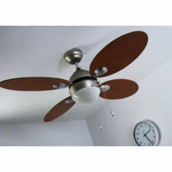 Luminaires Globo Lighting Ventilateur Globo WADE Acier inoxydable, Nickel mat, 1 lumière