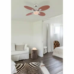 Luminaires Globo Lighting Ventilateur Globo WADE Chrome, Acier inoxydable, Nickel mat, 1 lumière