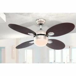 Luminaires Globo Lighting Ventilateur Globo WADE Chrome, Acier inoxydable, Nickel mat, 1 lumière