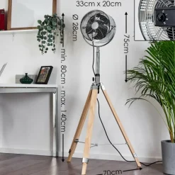 hofstein Ventilateur Magaluf Chrome, Bois clair