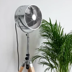 hofstein Ventilateur Magaluf Chrome, Bois clair