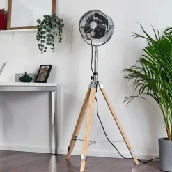 hofstein Ventilateur Magaluf Chrome, Bois clair