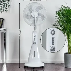 hofstein Ventilateur Rethymno Chrome, Argenté, Blanc